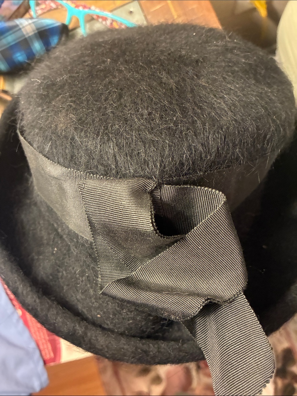 Vintage black dress hat. Lightening doesn’t show how black it is